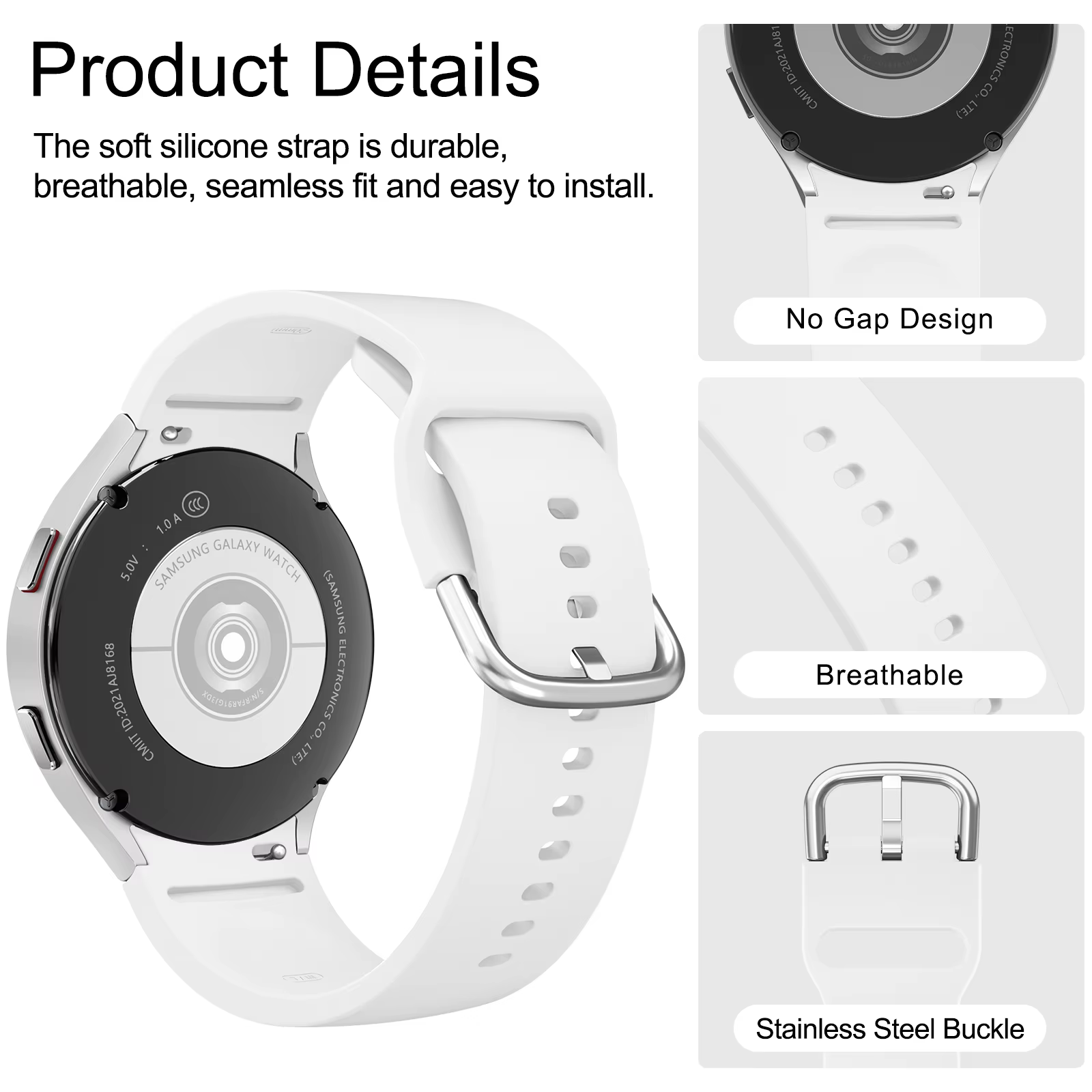 Coque en TPU + bracelet en Silicone pour Samsung Galaxy Watch 4 5 6 7 40mm 44mm