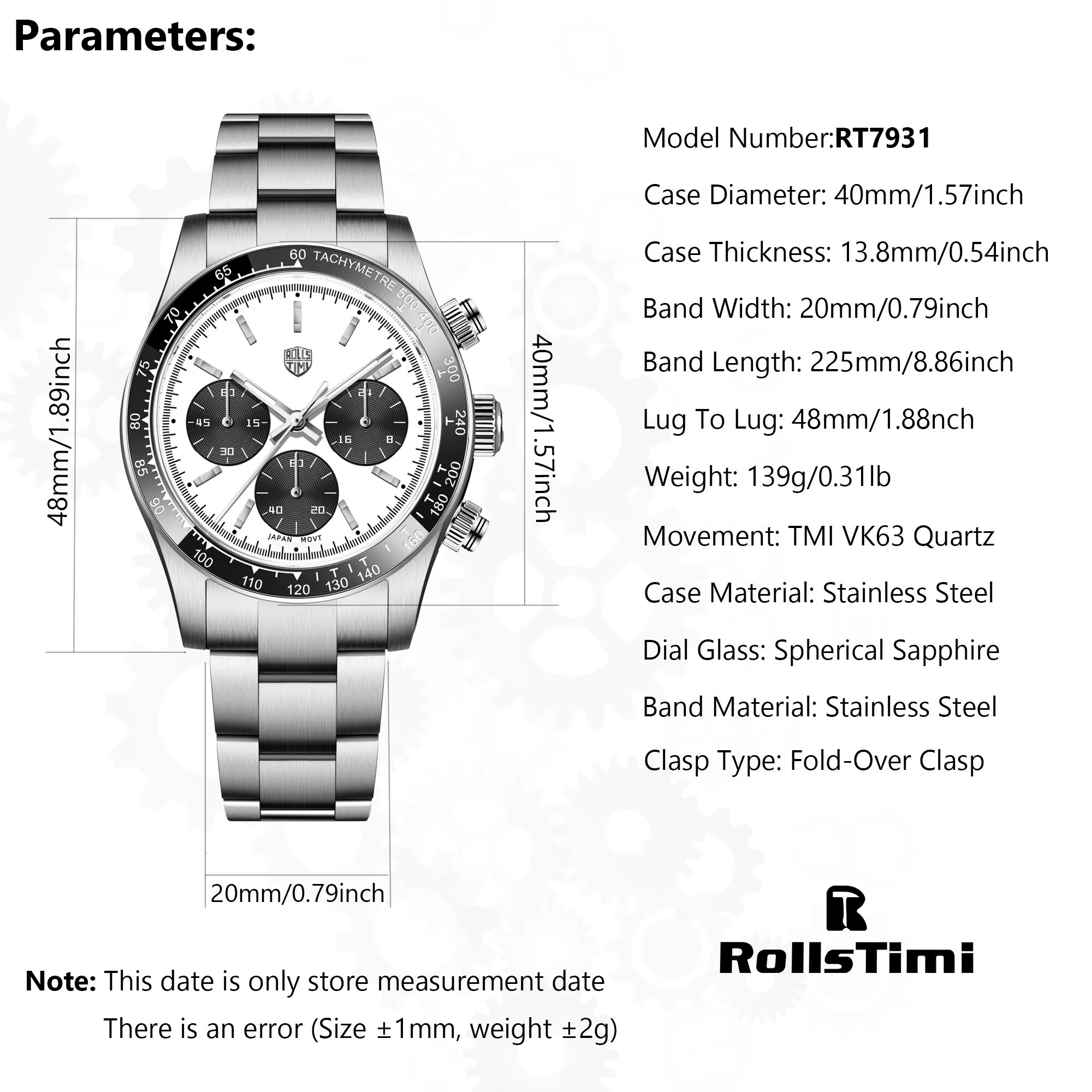 Montre à quartz haut de gamme Rossitimi pour homme