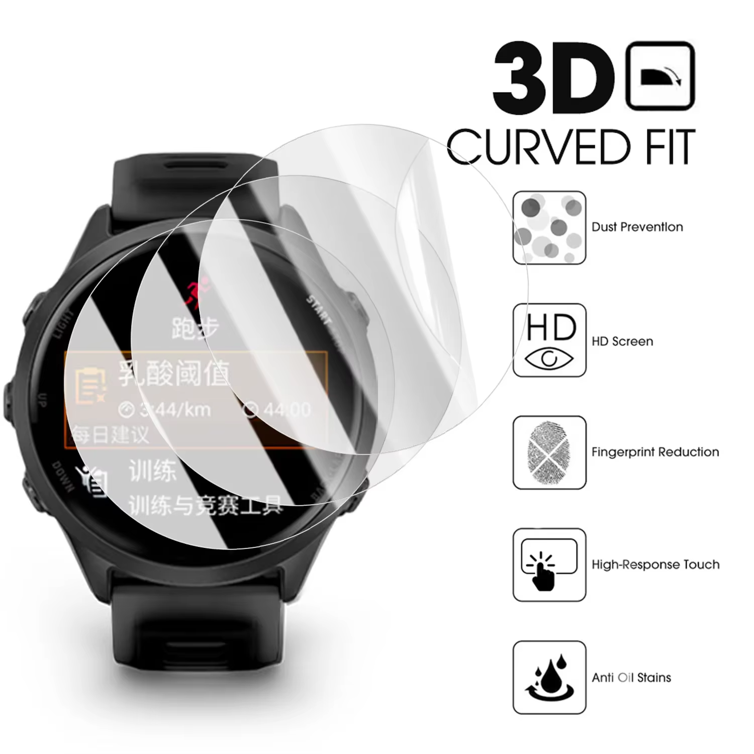 Film de protection Hydrogel pour Garmin Forerunner 965 570 955 265 265S 255S, protecteur d'écran HD pour Forerunner 965 570 42/47mm