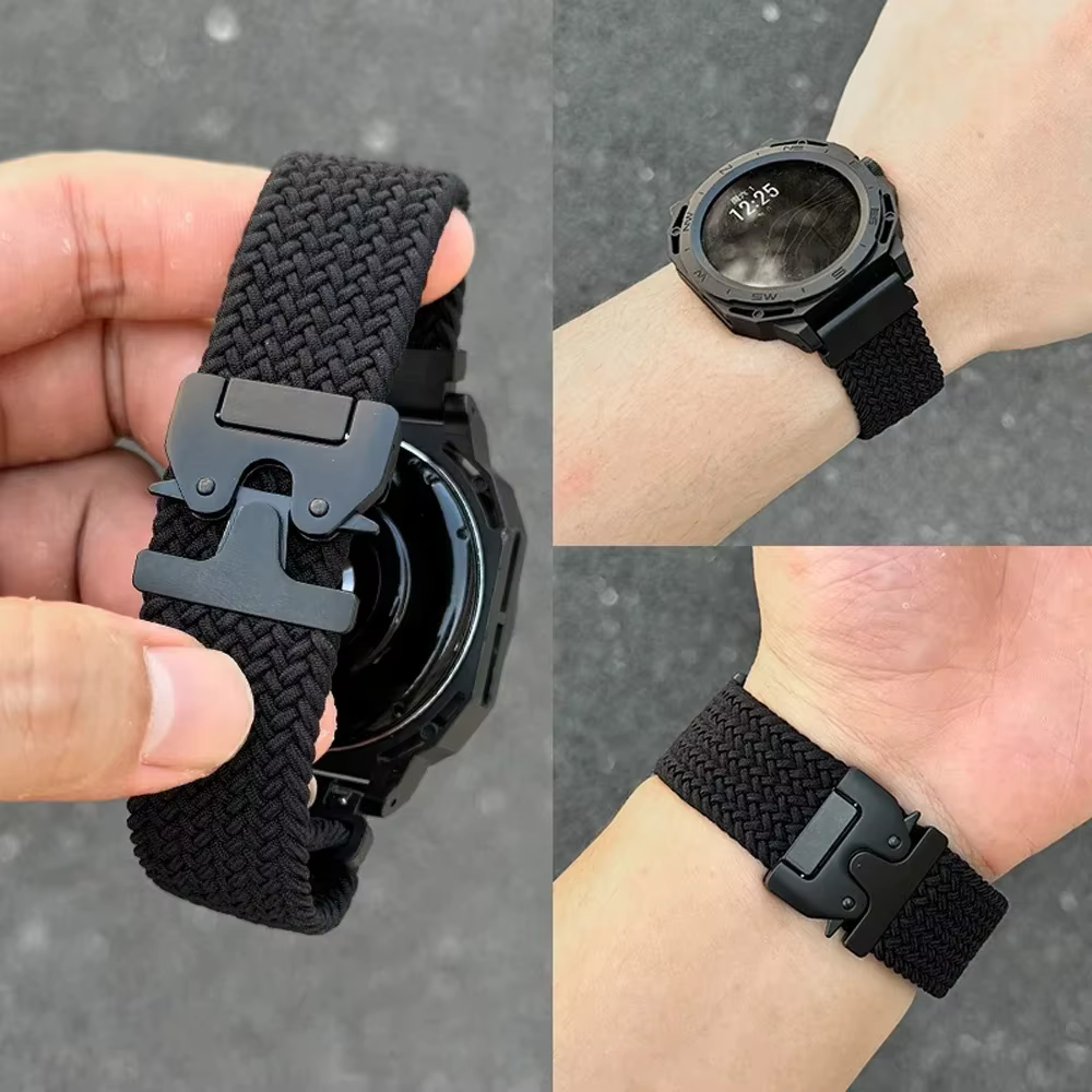 Bracelet à boucle tressée pour Garmin Forerunner 965 970 265 165 570, boucle de Parachute, bracelet de montre en Nylon Garmin Venu 4/3/2 Active 6-5