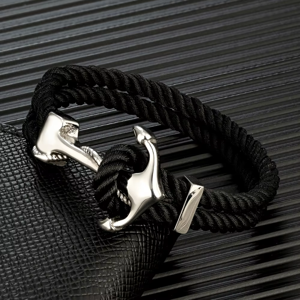 MKENDN – Bracelets d'ancre de Style marine pour hommes et femmes, Double brin, multicolore, corde de surfiste nautique, crochet de bateau en acier inoxydable