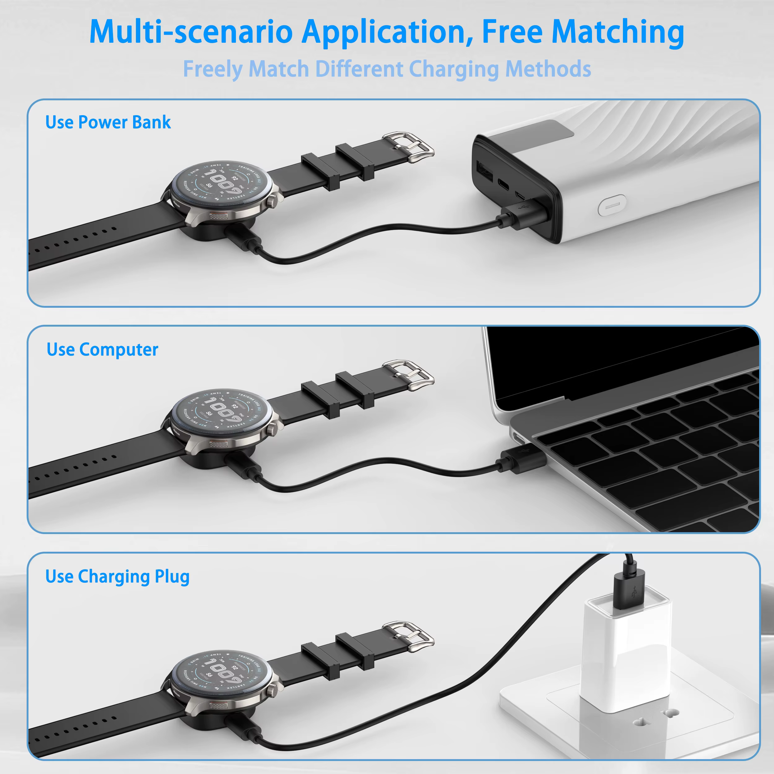 Convertisseur de chargeur sans fil pour montre connectée Amazfit Balance 2/ Balance/T-Rex 3/Helio