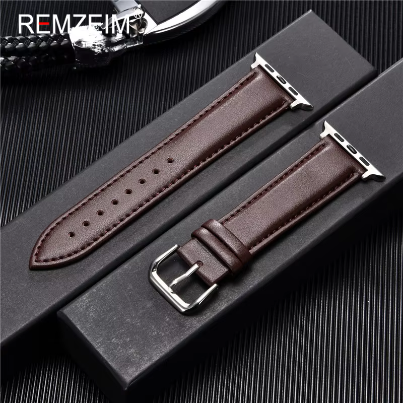 Bracelet de montre en cuir véritable de veau 38mm 40mm 41mm pour iwatch 8 7 6 5 4 3 SE remplacer