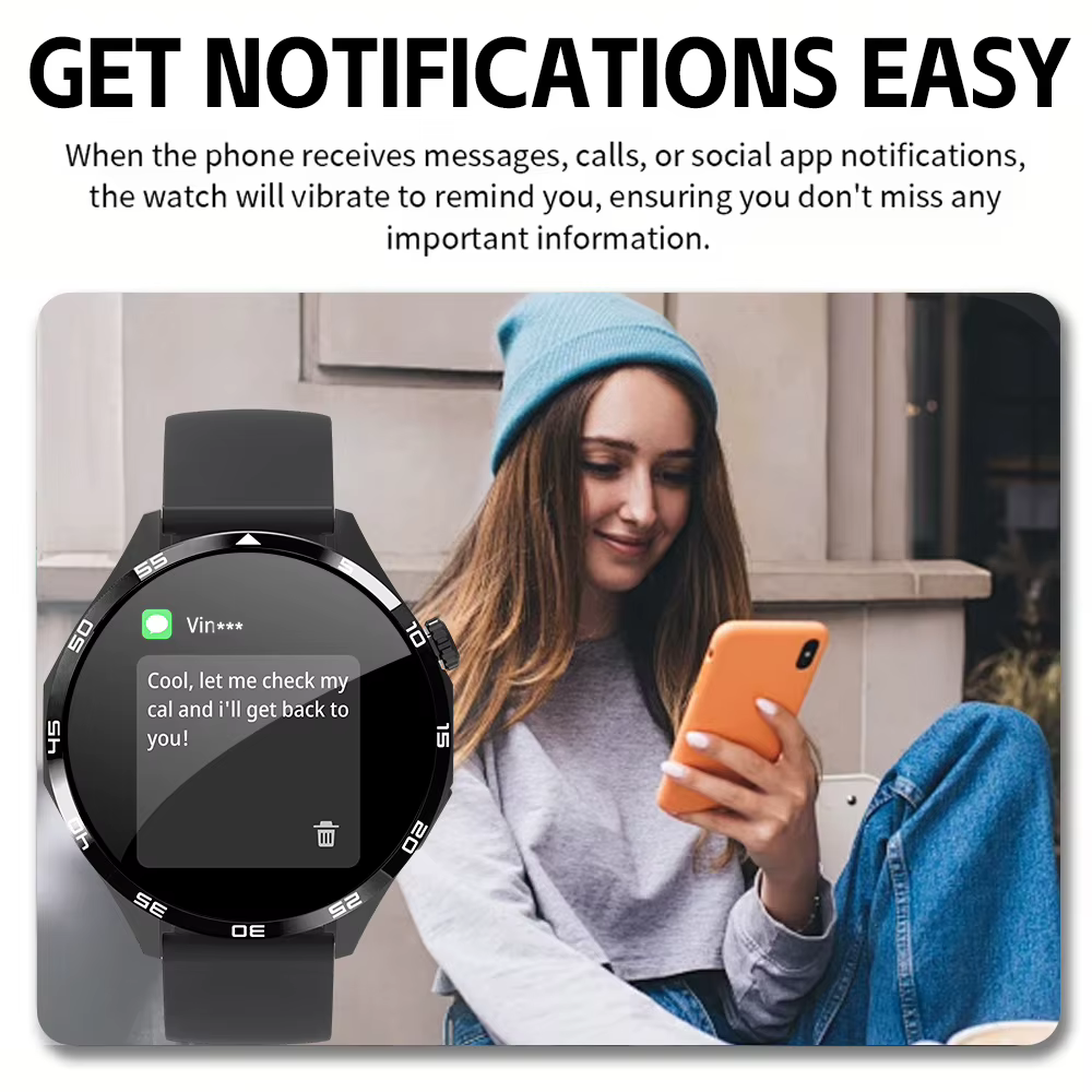 Montre connectée ERUN pour homme compatible avec iPhone et Android