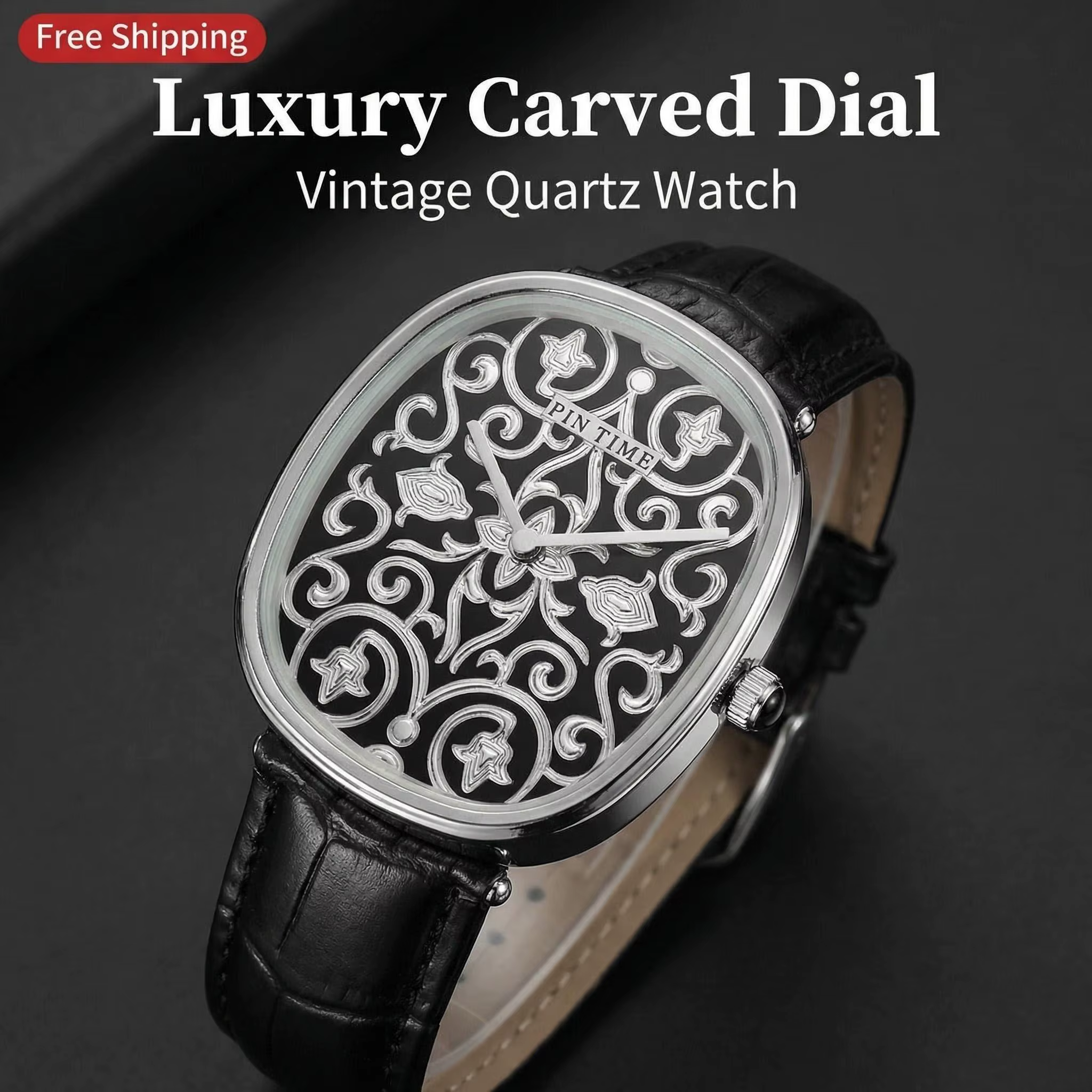 Montre à quartz avec design sculpté en 3D