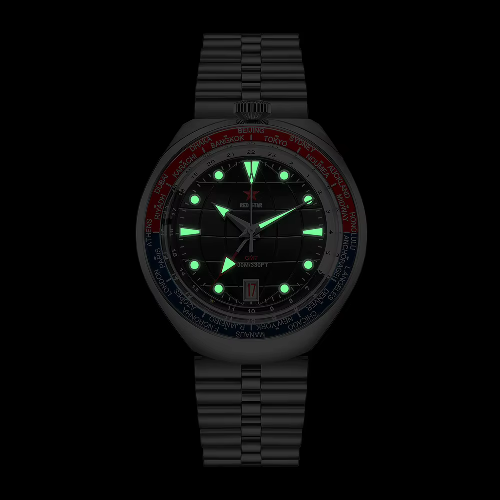  Montre BullHead en verre minéral RED STAR