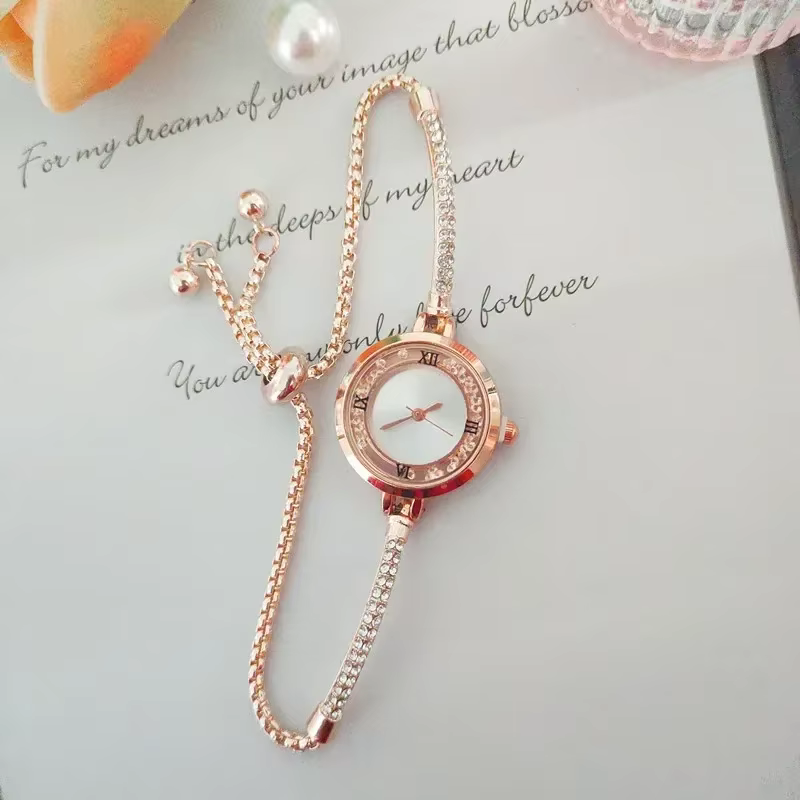 Montre de luxe pour femmes, bracelet fin en or, pour dames, horloge