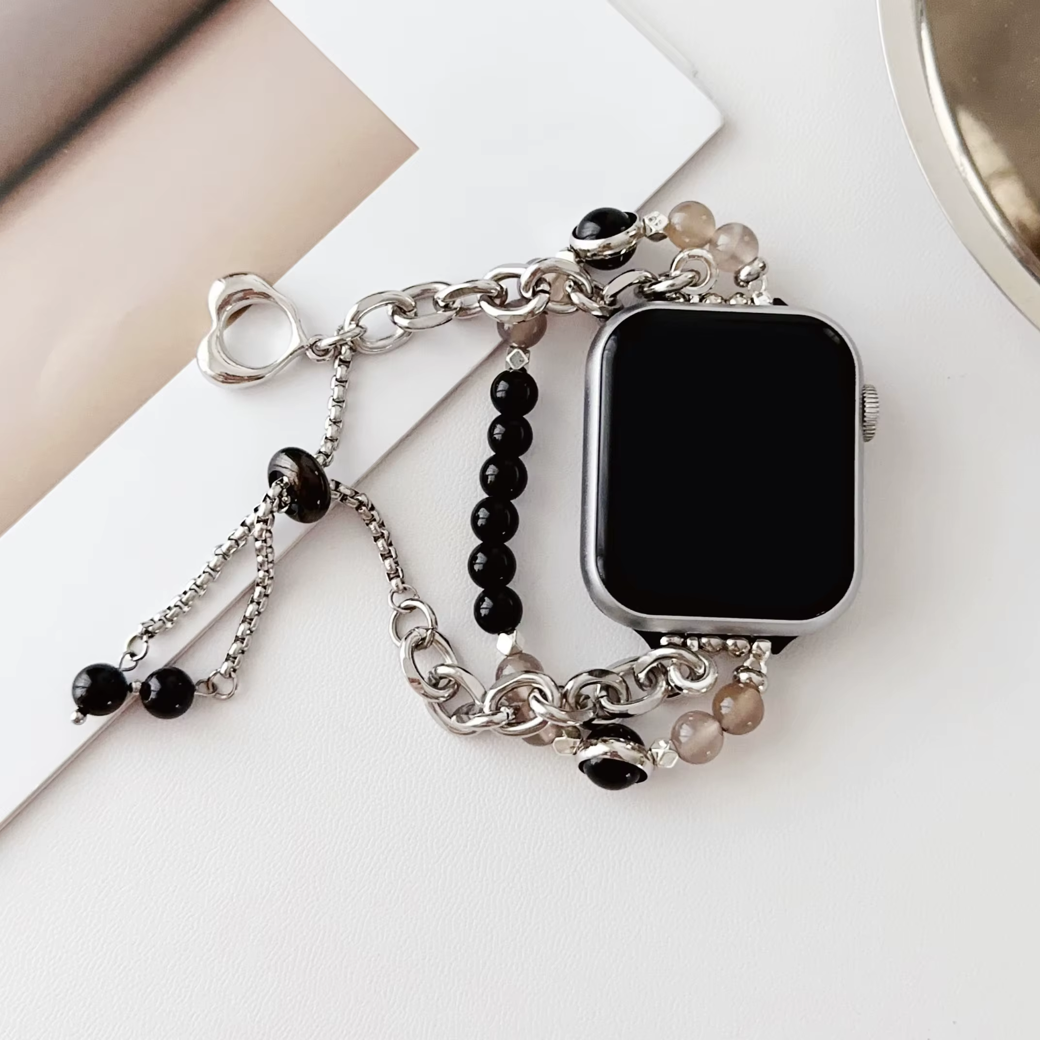 Bracelet en perles d'agate pour Apple Watch S10 42mm