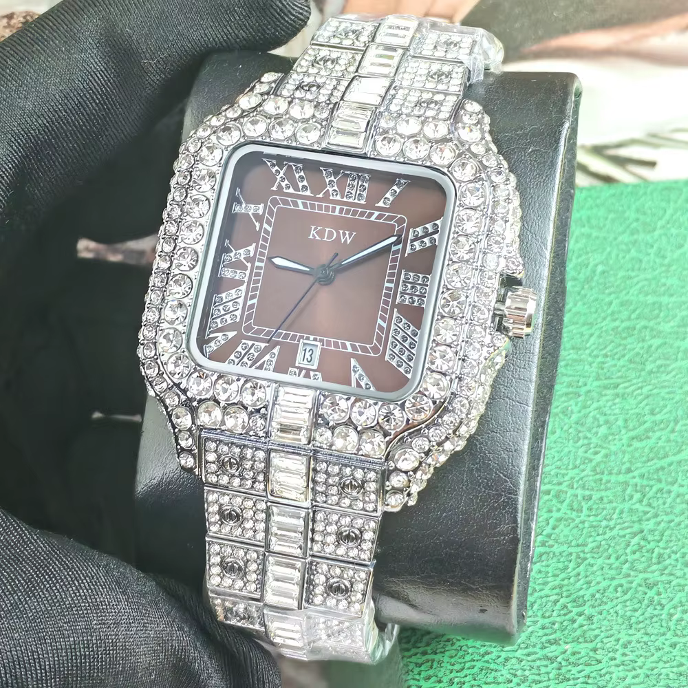 Montre en Quartz Diamantée de Luxe pour Homme