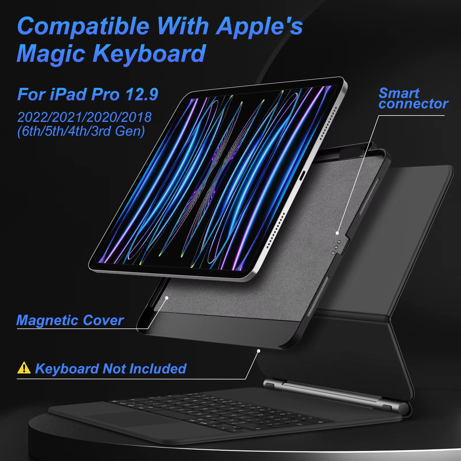 GOOJODOQ étui magnétique pour iPad Pro 11 13 2024 M4 Air 6 Air 4/5 iPad Pro 12.9 étui Compatible clavier magique porte-crayons