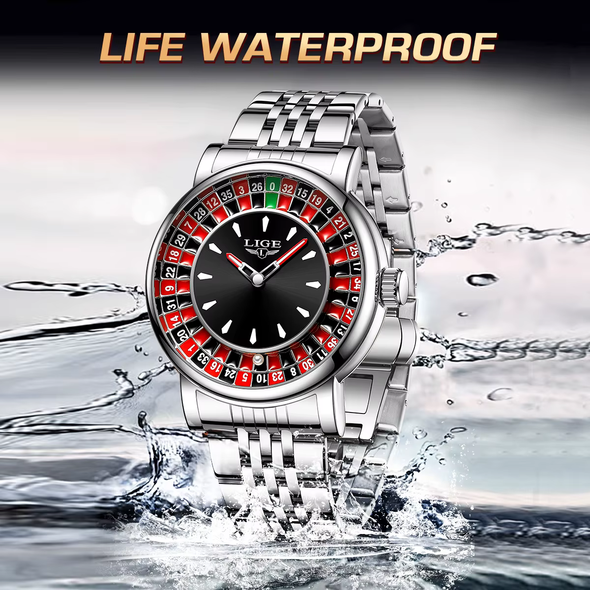 LIGE nouvelles montres de luxe créatives hommes Roulette jeu cadran mode