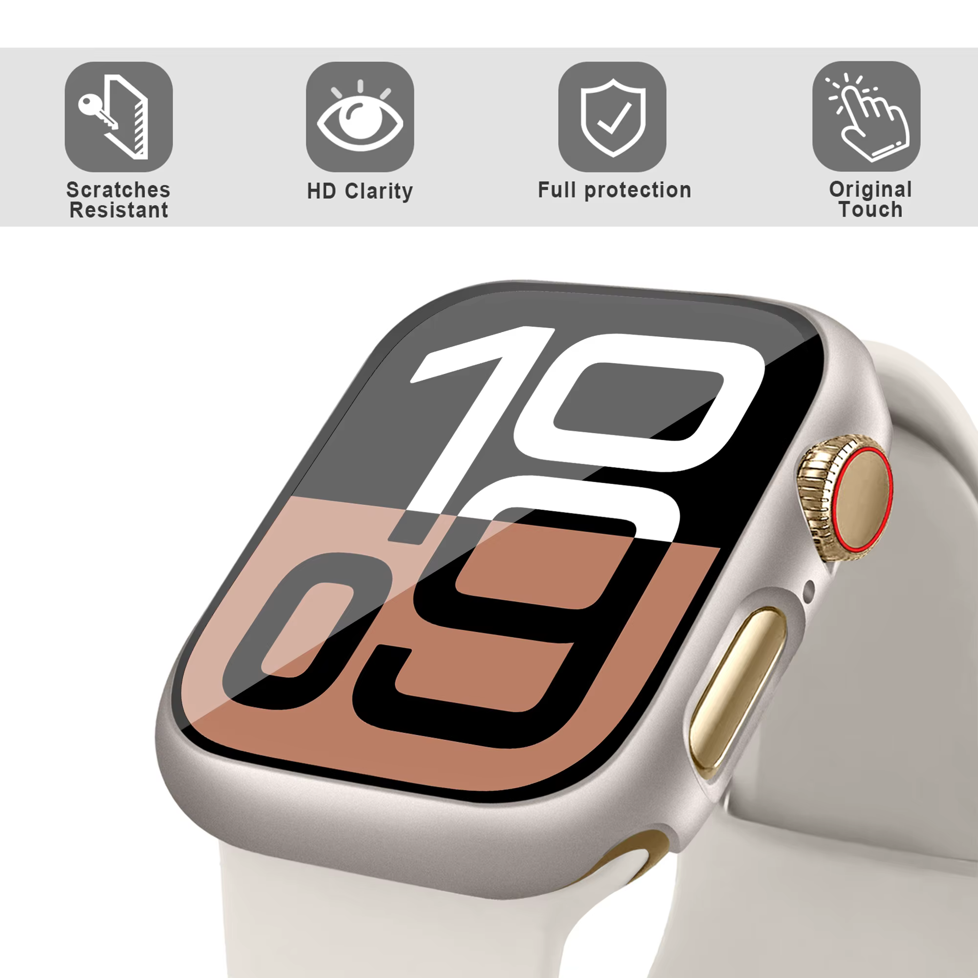 Verre + couvercle pour boîtier de montre Apple 46mm 44mm 40mm 45mm 41mm 42mm 38mm protecteur d'écran iwatch série 10 9 8 7 6 5 3 SE accessoires