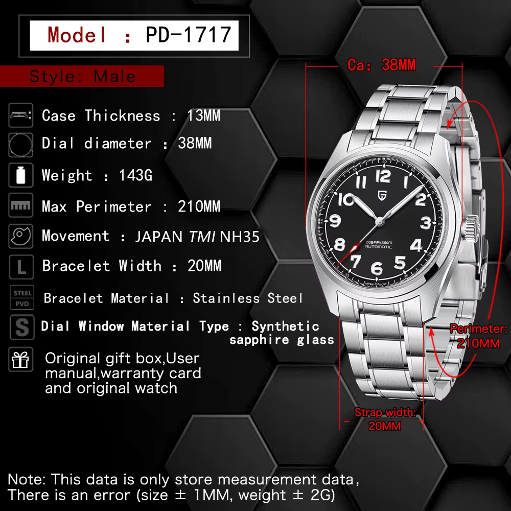 Montre automatique mécanique pour homme PAGANI DESIGN
