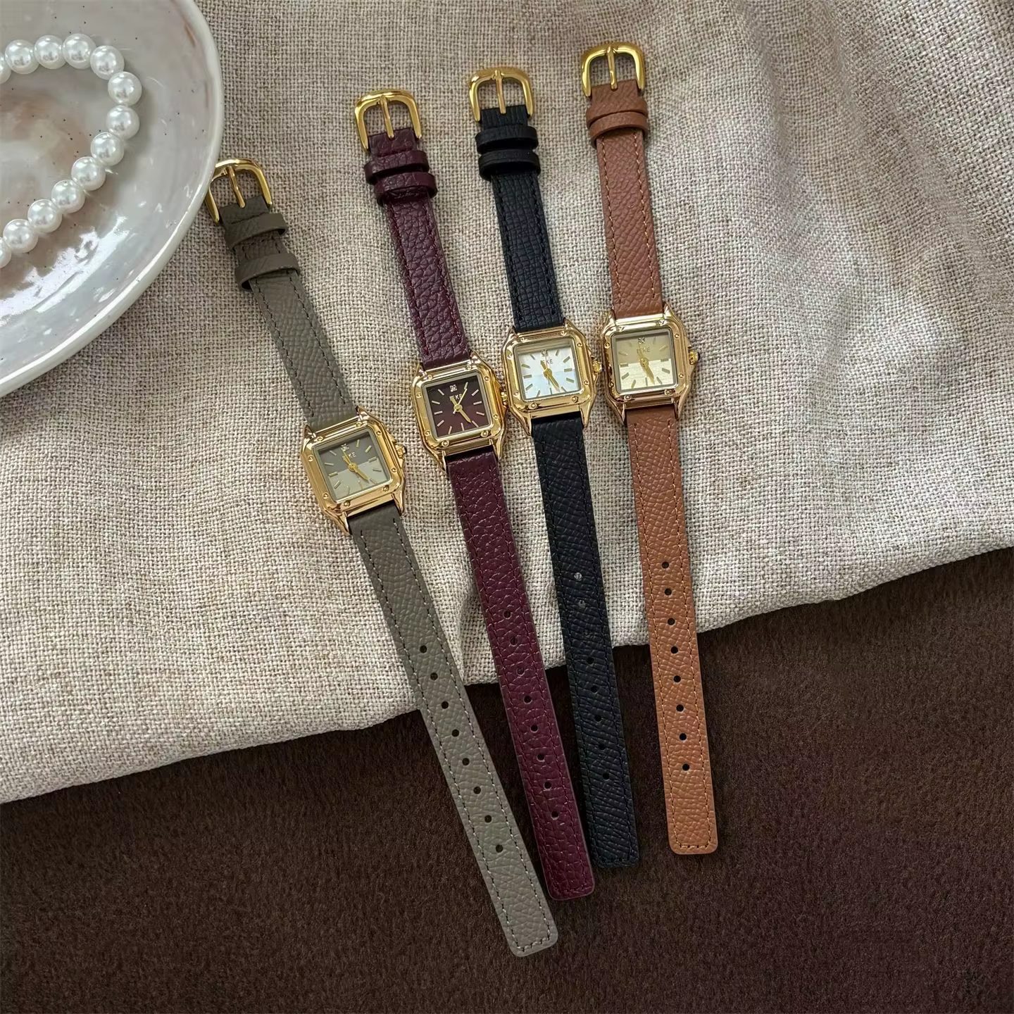 Femmes montre à Quartz Vintage or carré Orologio Reloj Mujer filles horloge dames mode Simple gris bracelet en cuir nouvelle montre-bracelet