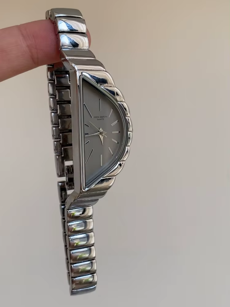 Montre à Quartz semi-circulaire Vintage en argent pour femmes