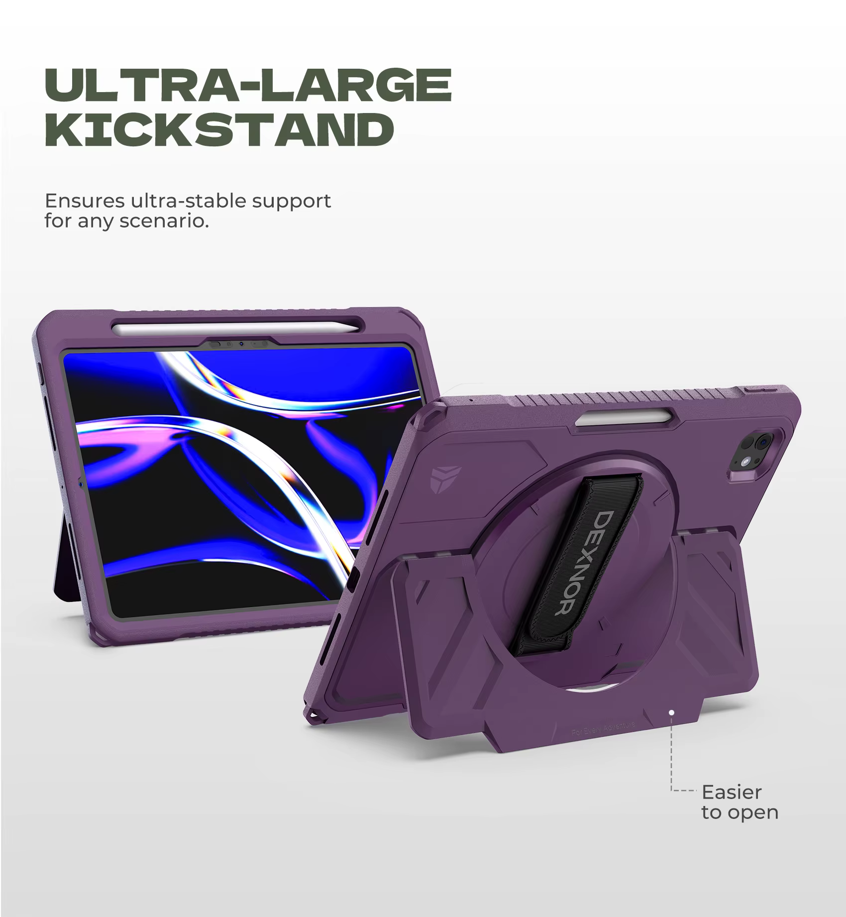 Pour iPad Pro 11" Étui M5 /M4 Support de boîtier avec 360 ° Dragonne rotative, protecteur d'écran et porte-crayons, housse pare-chocs antichoc