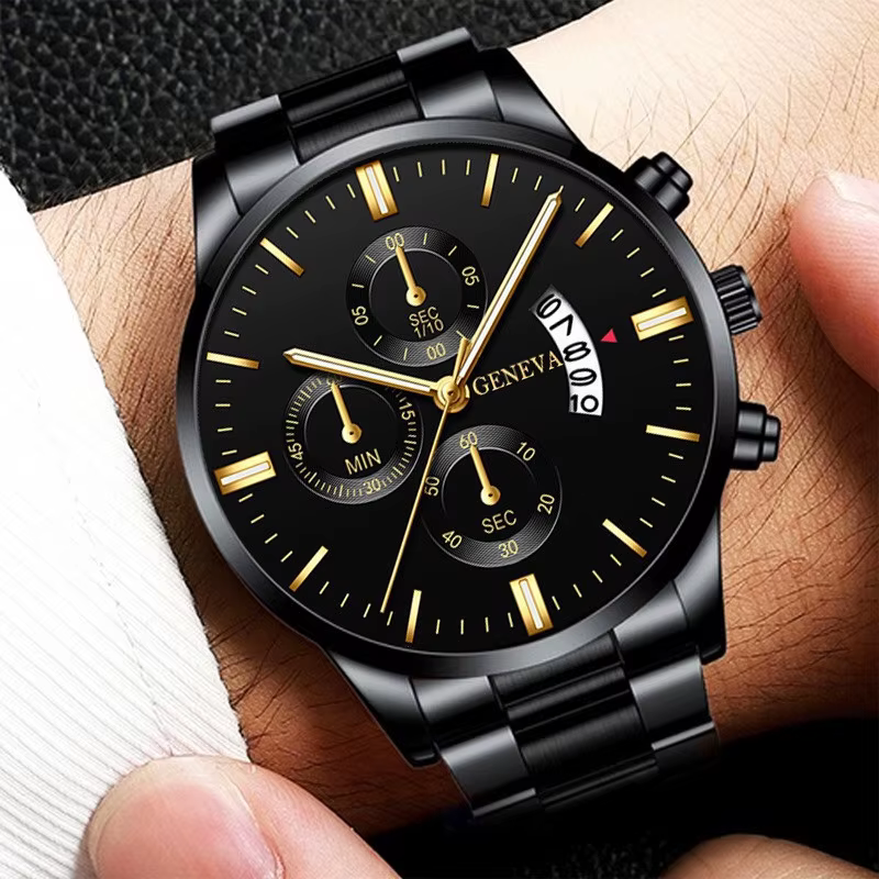 Montre à quartz pour homme en acier inoxydable de luxe