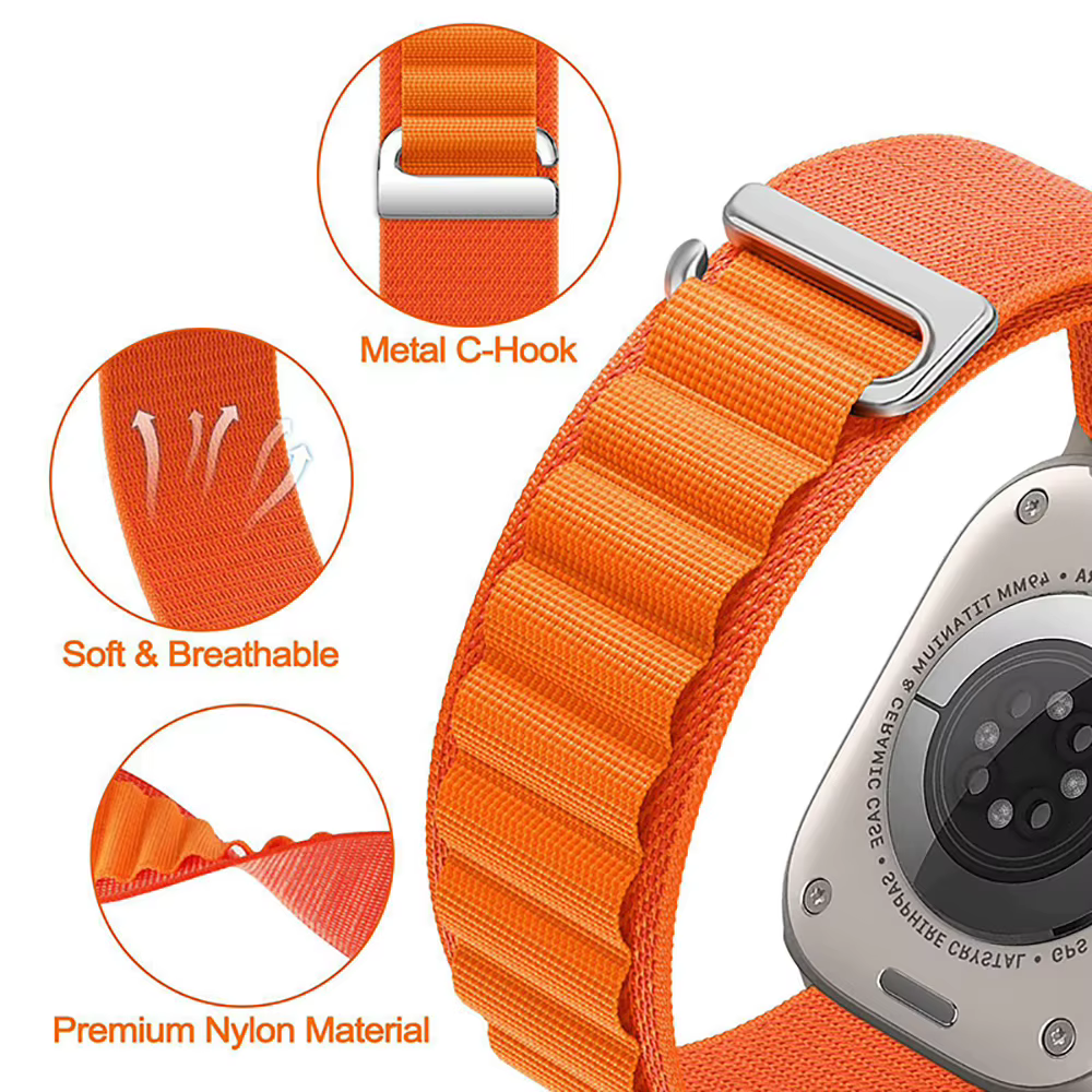 Bracelet en Nylon à boucle alpine pour Apple Watch 41 42 44 45 49mm 46mm hommes femmes