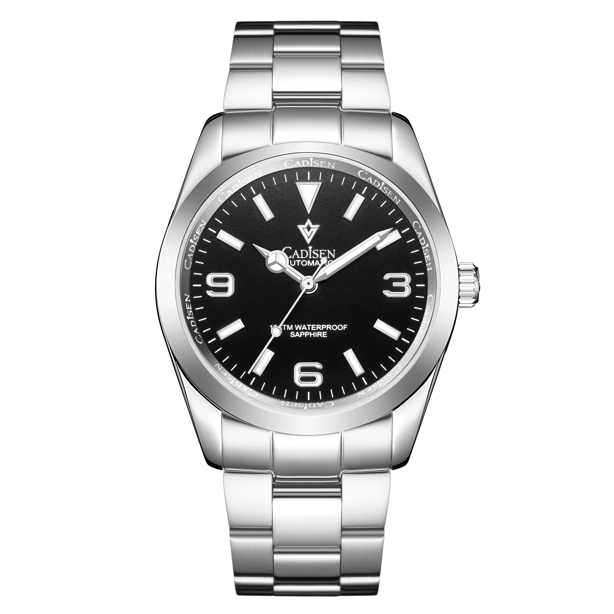 CADISEN Montre pour Hommes Top Marque De Luxe Cadran Noir Montres Automatiques Lumineux Étanche Mécanique