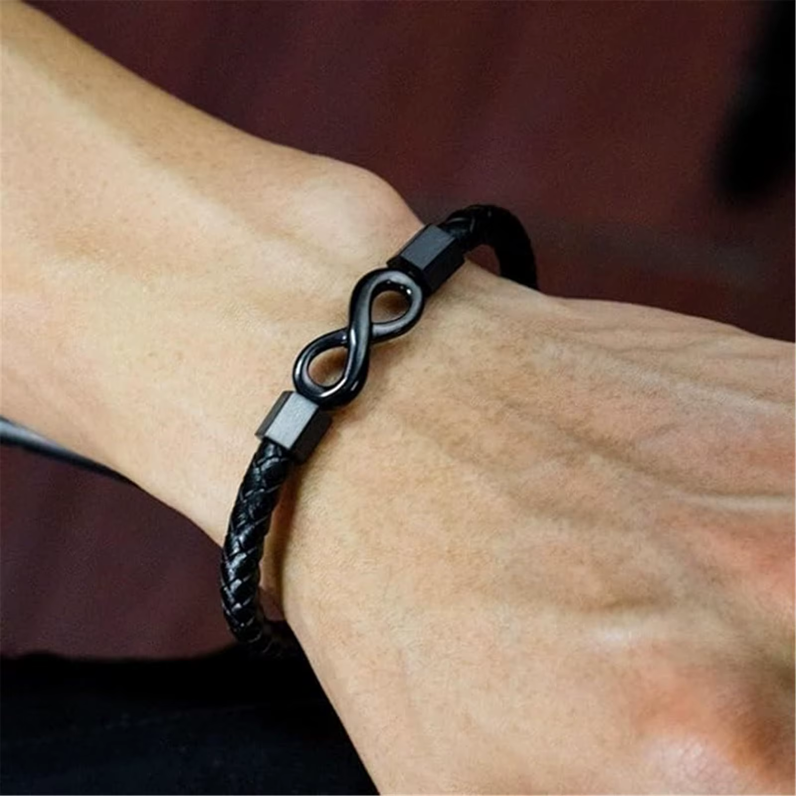 To My Man Bracelet en cuir Infinity personnalisé à double nom, bracelet tressé en acier inoxydable avec nom personnalisé pour anniversaire Saint-Valentin