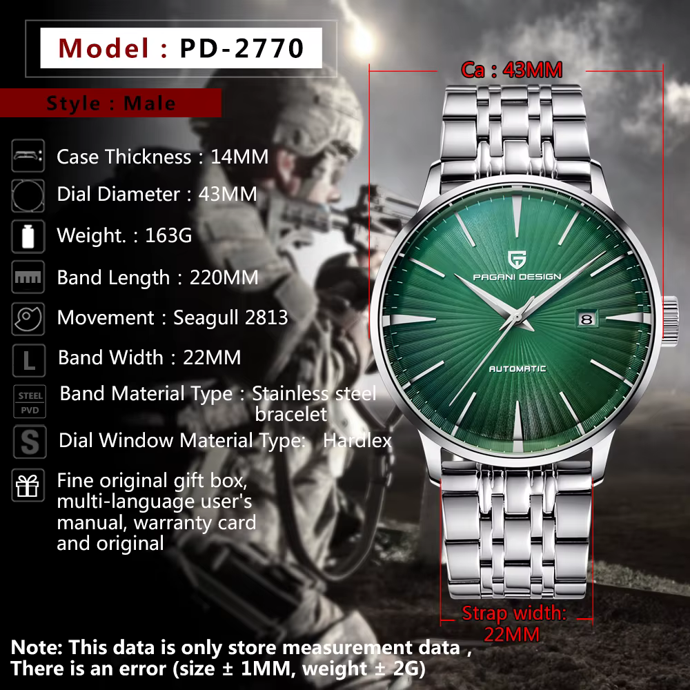 PAGANI DESIGN – montre-bracelet automatique pour hommes
