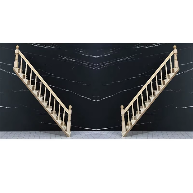 B78B-1:12 bricolage maison de poupée accessoires miniatures escaliers main courante meubles en bois enfants cadeau modèle de noël