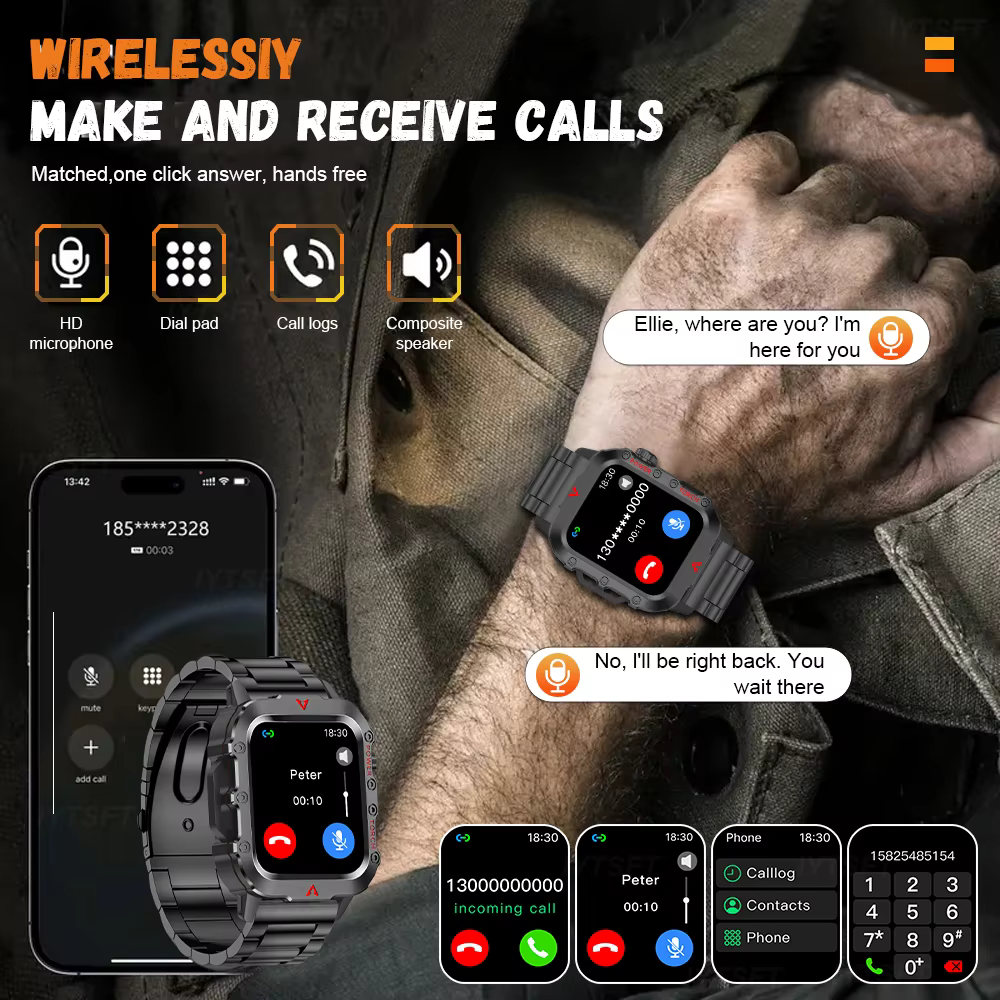 G.L Wear 2025 nouvelle montre intelligente de sport Bluetooth parler lampe de poche LED multi-fonction Sports de plein