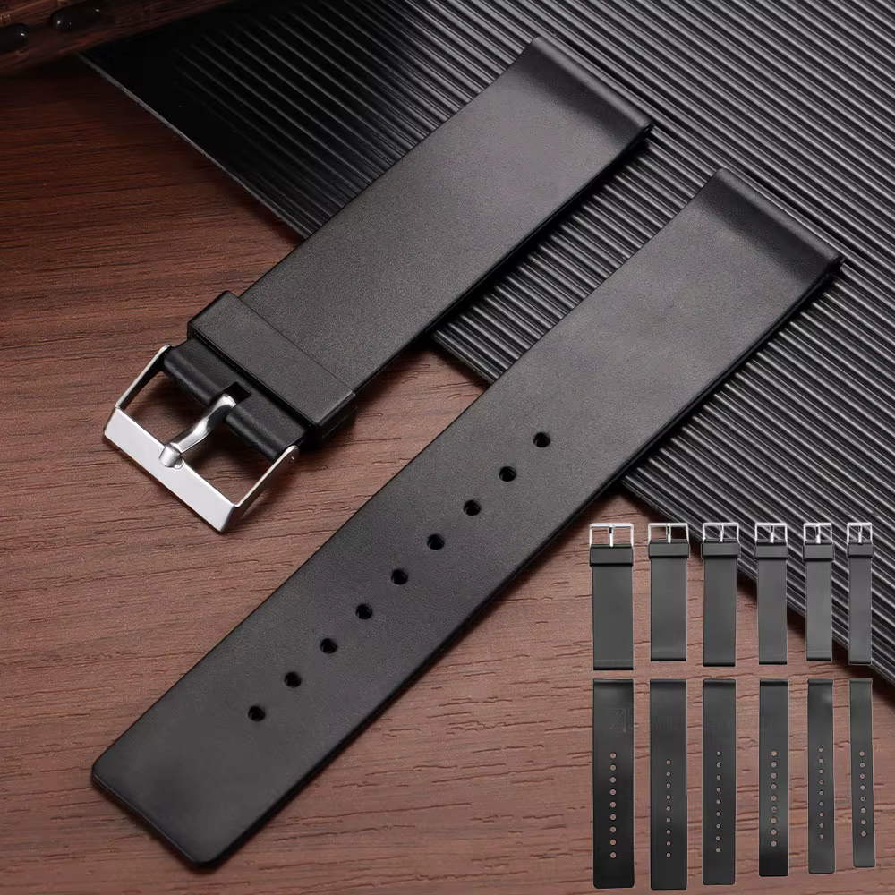 Bracelet de montre universel en PVC noir de 12 mm