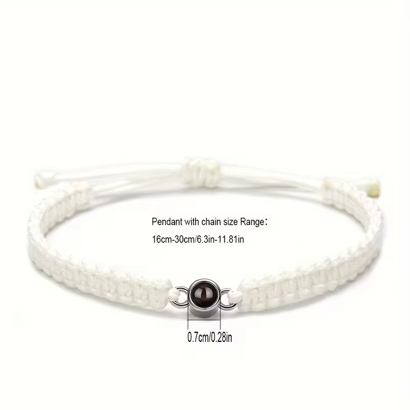 Bracelet photo personnalisé pour femme, en acier inoxydable, réglable, avec cordon tressé coloré et photos intégrées, bijou commémoratif personnalisé