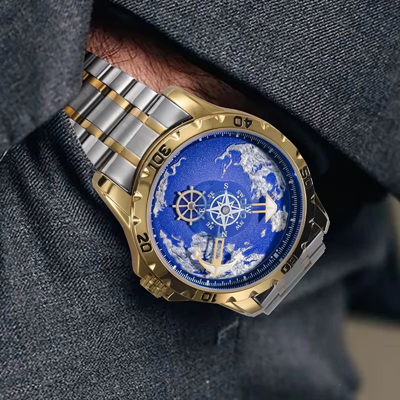 GLENAW Design nouveaux hommes montres série nautique voyageur en acier inoxydable brillant étanche montre mécanique