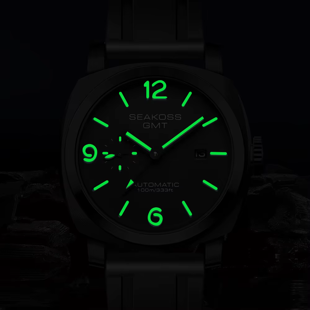 SEAKOSS GMT Super lumineux plongée automatique montre mécanique hommes 10ATM 1963 mouette st2557 mouvement calendrier saphir montre-bracelet