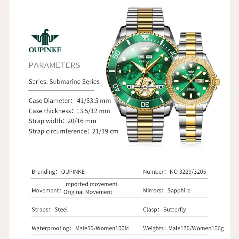 Paire de montres de couple pour hommes et femmes