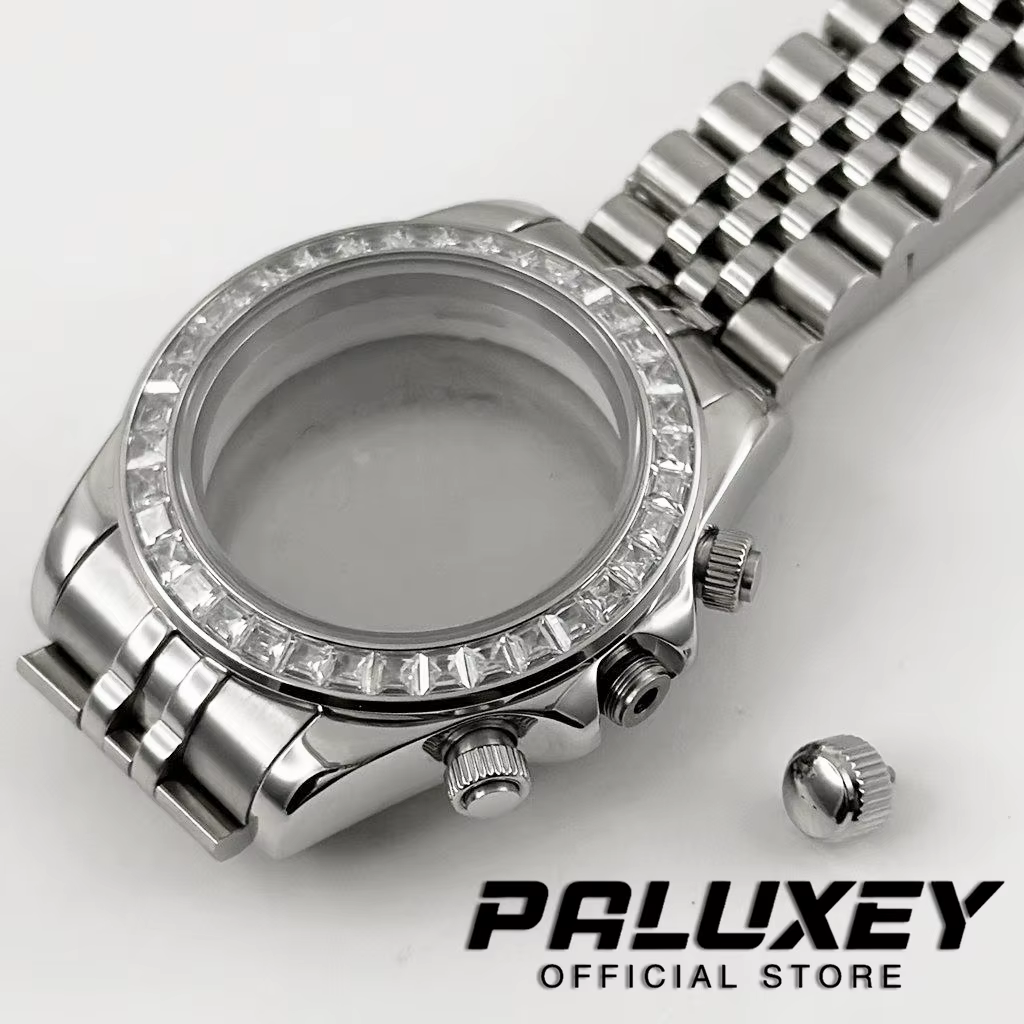 Boîtier de montre Daytona 40 mm VK63 avec lunette sertie de diamants