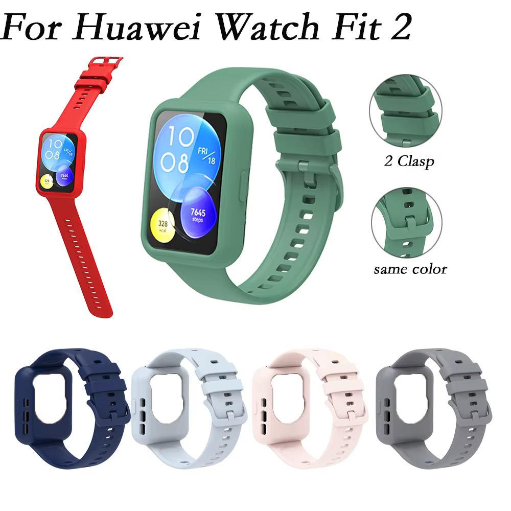 Coque et bracelet en silicone de haute qualité pour Huawei Watch Fit 2