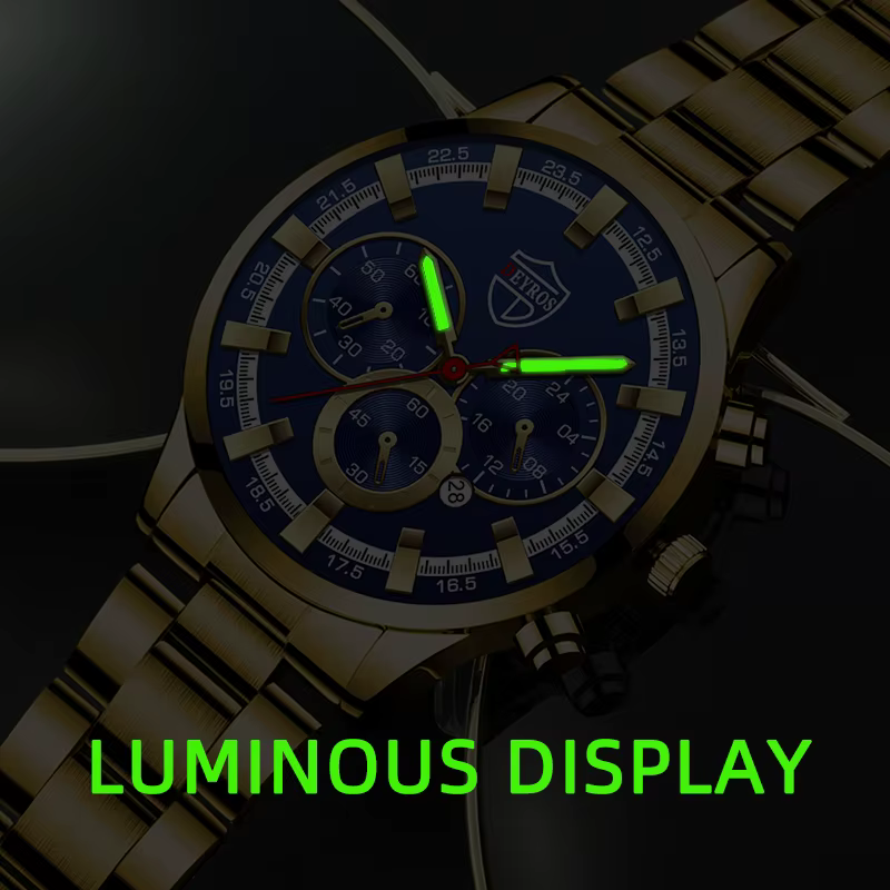 Montre-bracelet à quartz en acier inoxydable pour homme