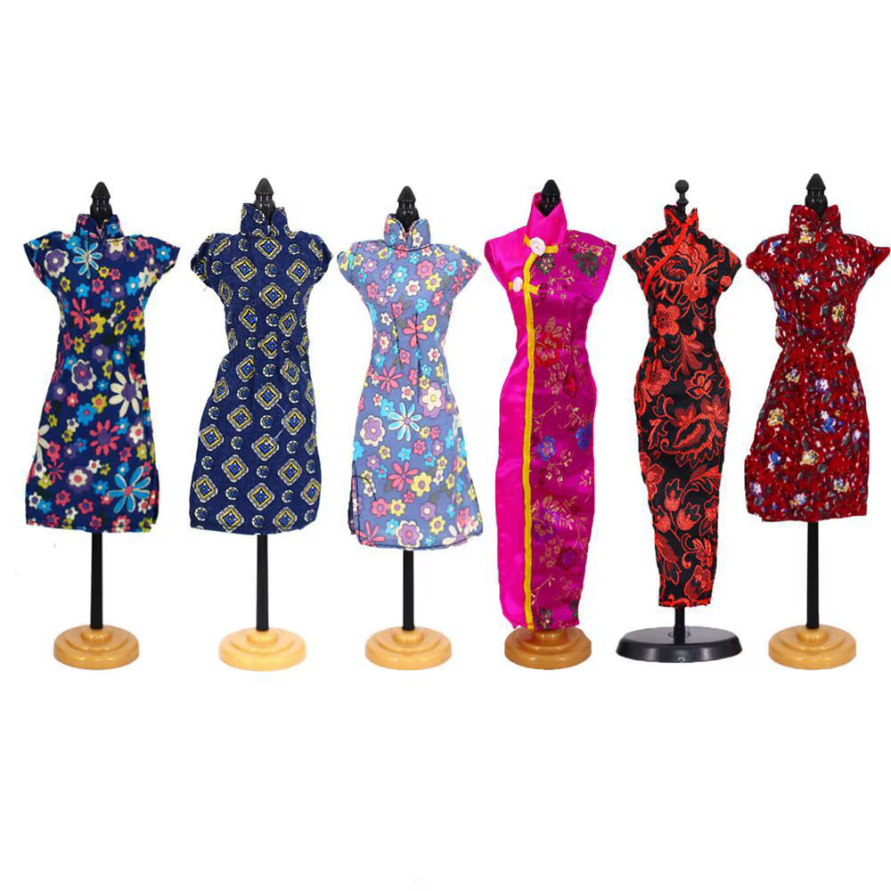 Robe de soirée de style cheongsam traditionnelle chinoise faite à la main, accessoires uniques, vêtements de beurre, 30cm, 1/6
