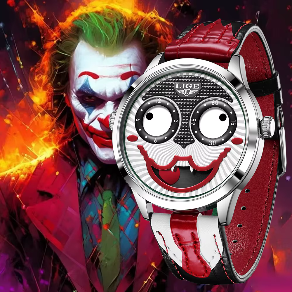 LIGE montre hommes Cool Joker classique montres hommes mode Clown bracelet en cuir étanche Quartz montres pour hommes Reloj Hombre
