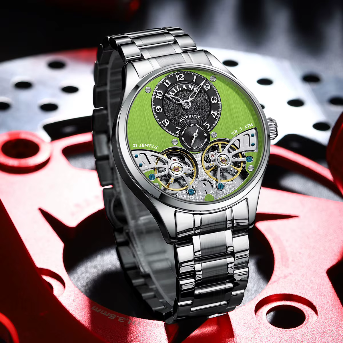 Montre à double tourbillon de luxe pour hommes de la marque AILANG