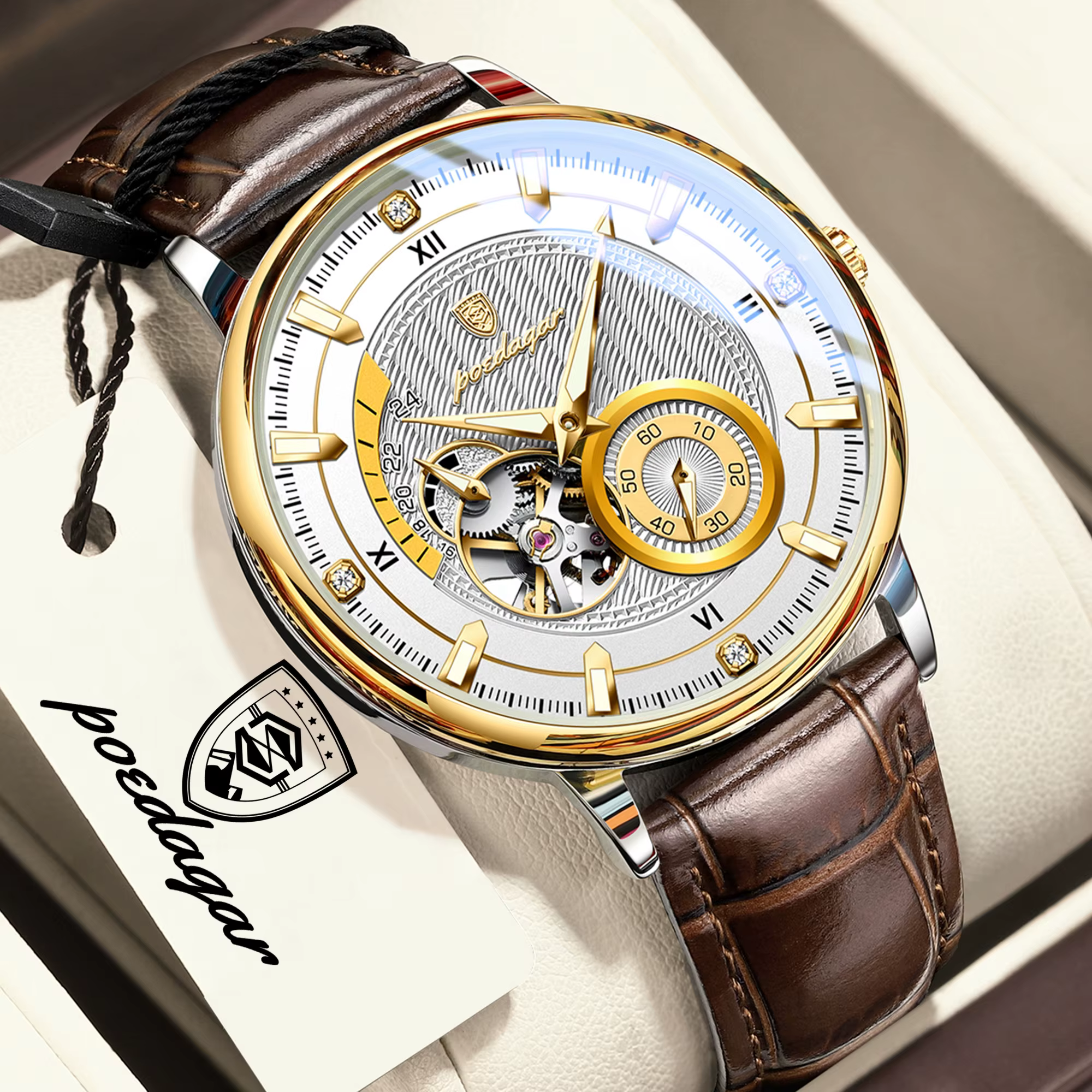 Montre automatique mécanique originale POEDAGAR pour homme