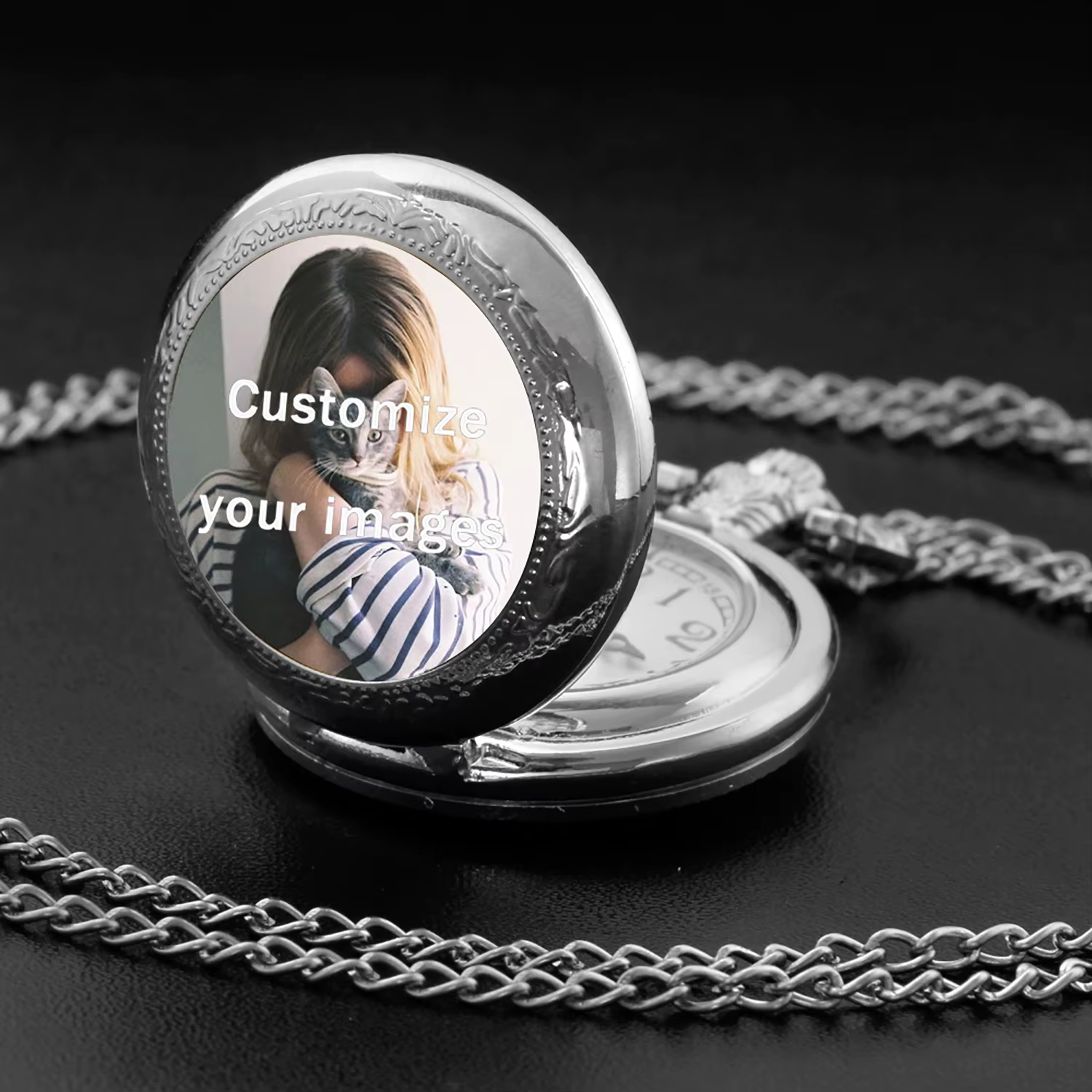 Montre de poche personnalisée vintage avec photo