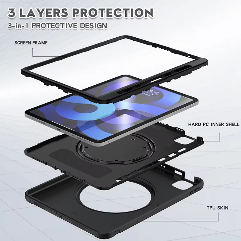 Étui de protection pour iPad Pro 11 2022 2021 2020 2018 Air 5 4 10.9 pouces, support de tablette, fente pour crayon, couverture rotative à 360 degrés