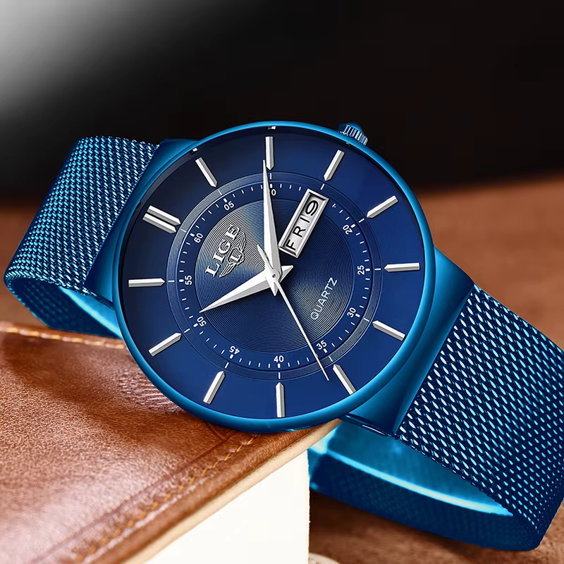 Montre Homme LIGE 2026 – Montre-Bracelet à Quartz Simple et Tendance pour Affaires
