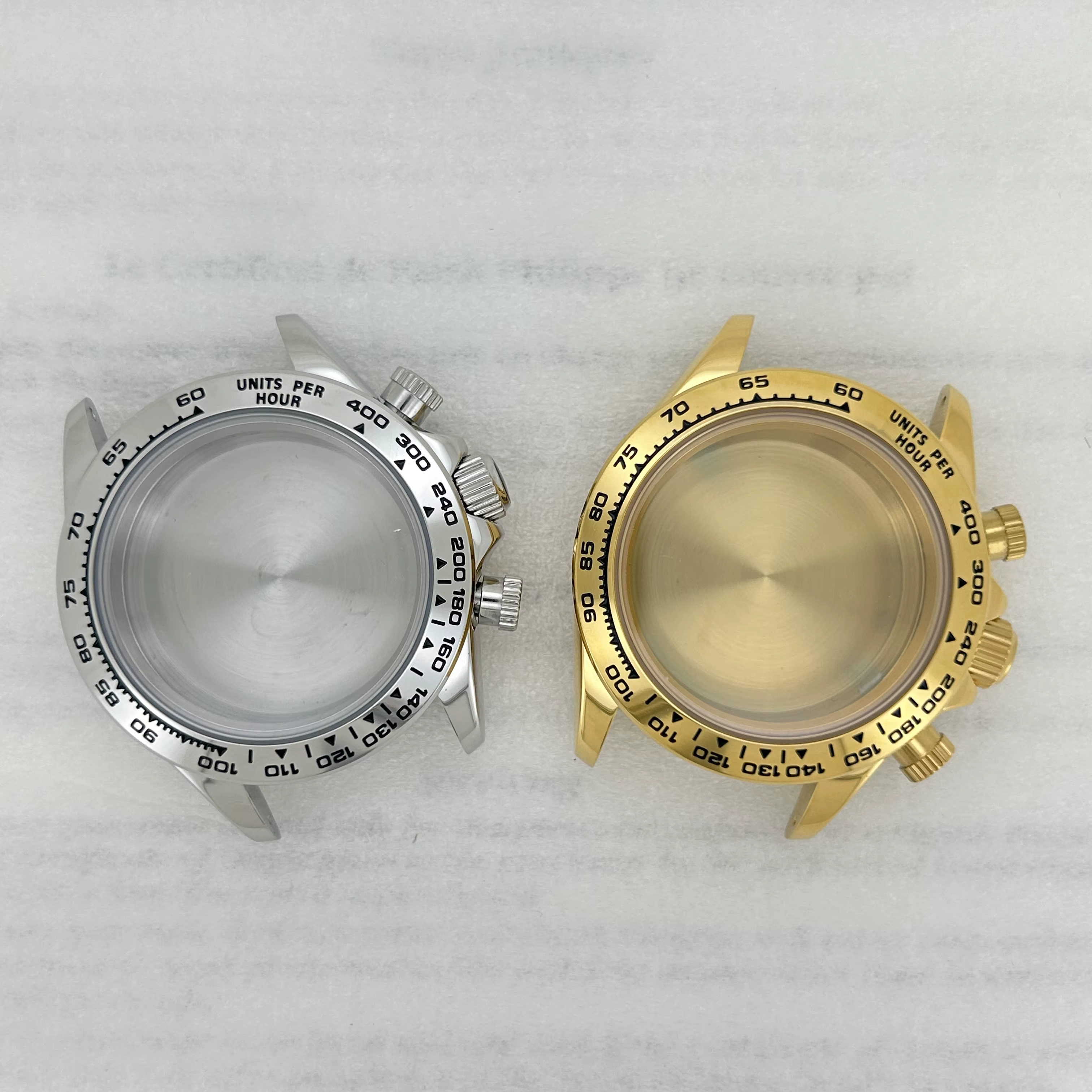 Boîtier de montre pour homme en acier argenté or rose 39