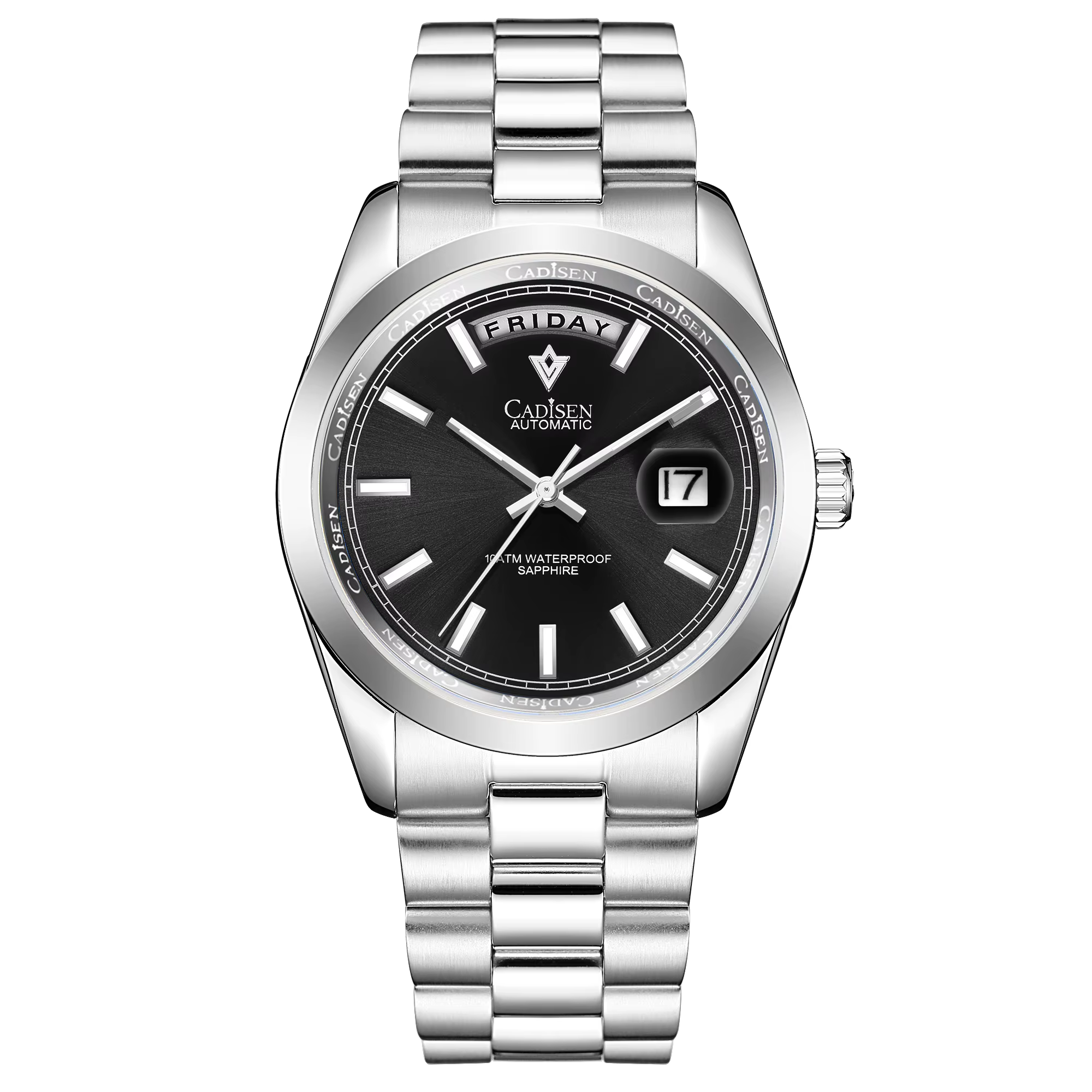 CADISEN Montre pour Hommes Top Marque De Luxe Cadran Noir Montres Automatiques Lumineux Étanche Mécanique