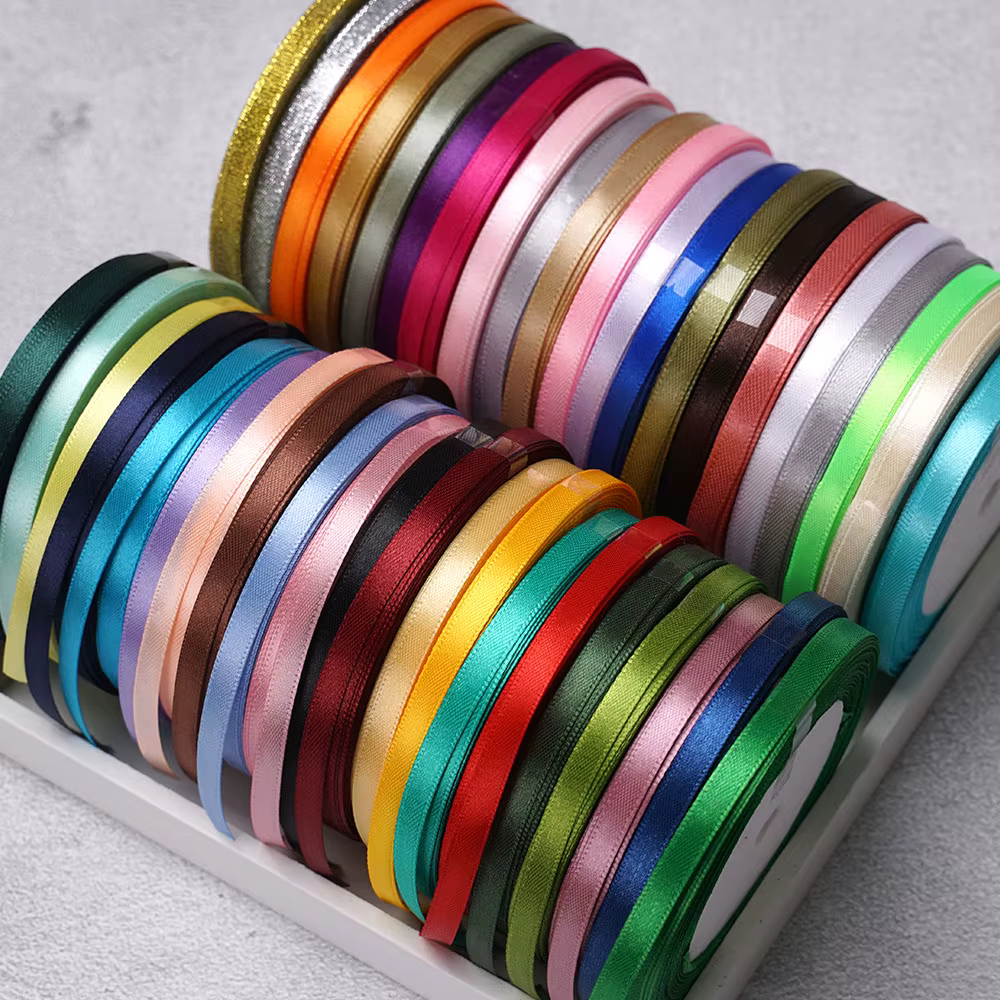 Ruban en Satin 22.8 mètres 6mm 25yards 1/4 pouces, emballage cadeau, nœud artisanal, matériel or vert sauge, décoration de fête de mariage et de noël