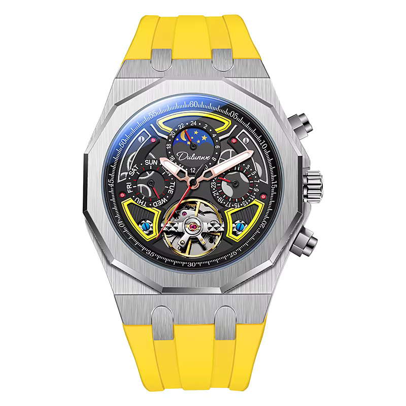 Montres de Sport de marque supérieure avec Tourbillon bracelet en caoutchouc en acier inoxydable cadran multifonction