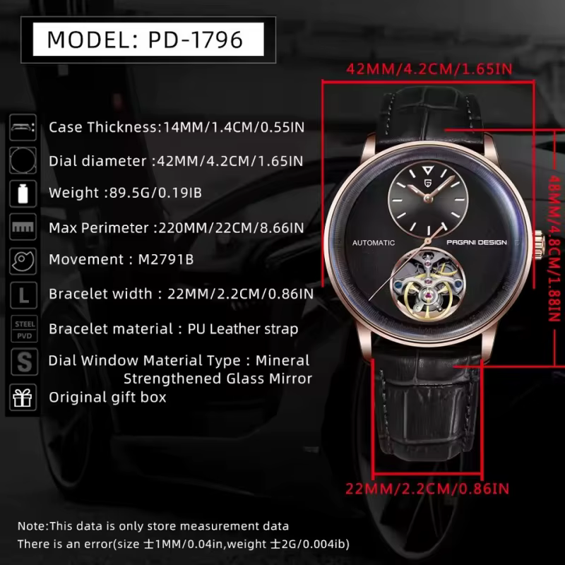PAGANI DESIGN 1796 montre mécanique automatique originale pour hommes à la mode 10Bar étanche lumineux creux luxe affaires nouveau