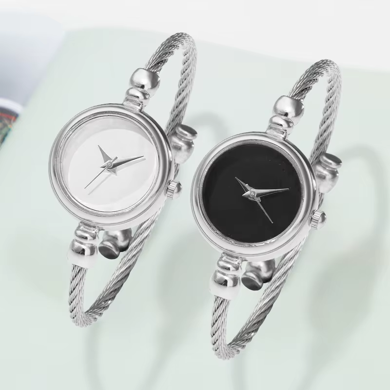 2 pièces montres pour femmes mode or Bracelet fin dames
