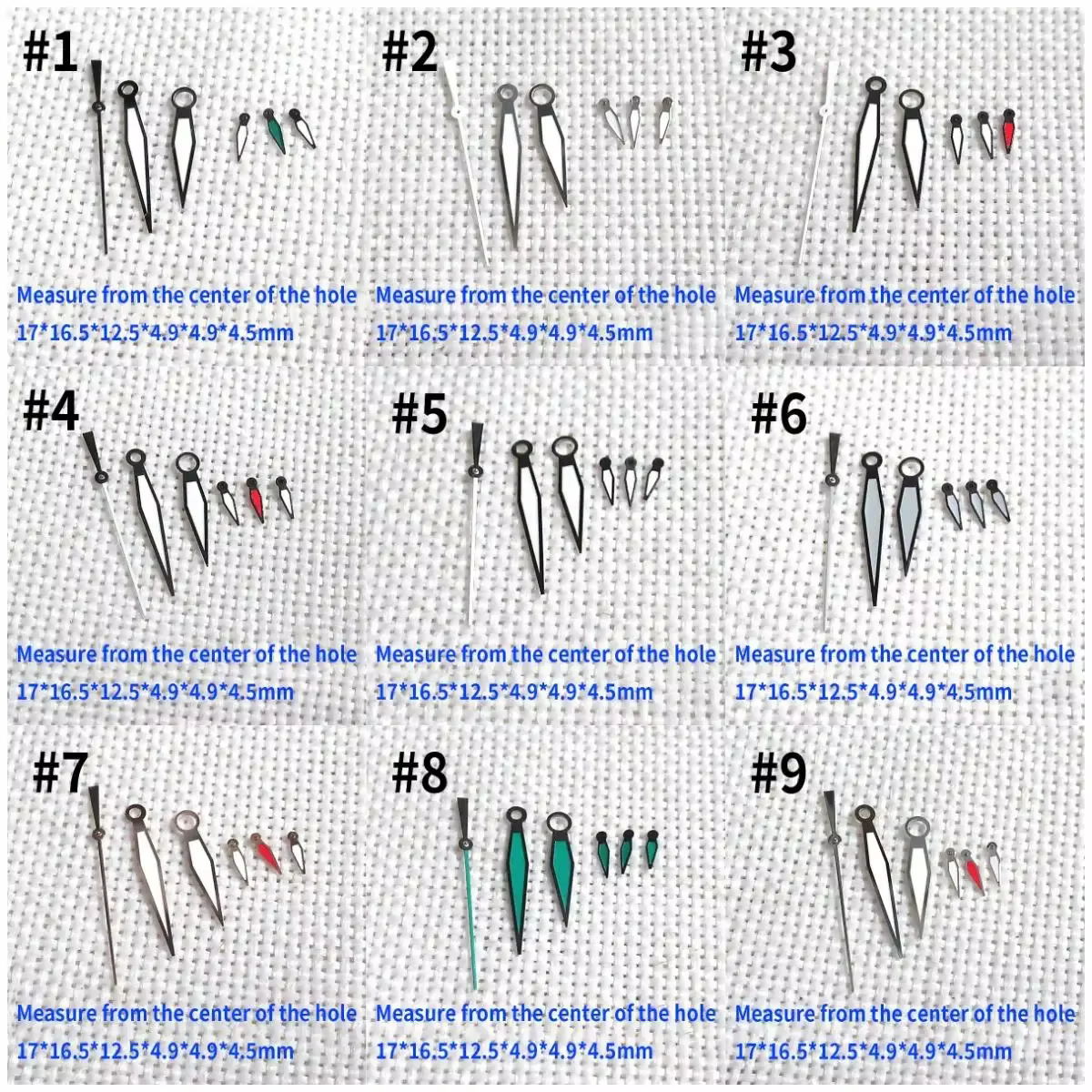 1 jeu d'aiguilles de montre à 6 broches pour mouvement 7750