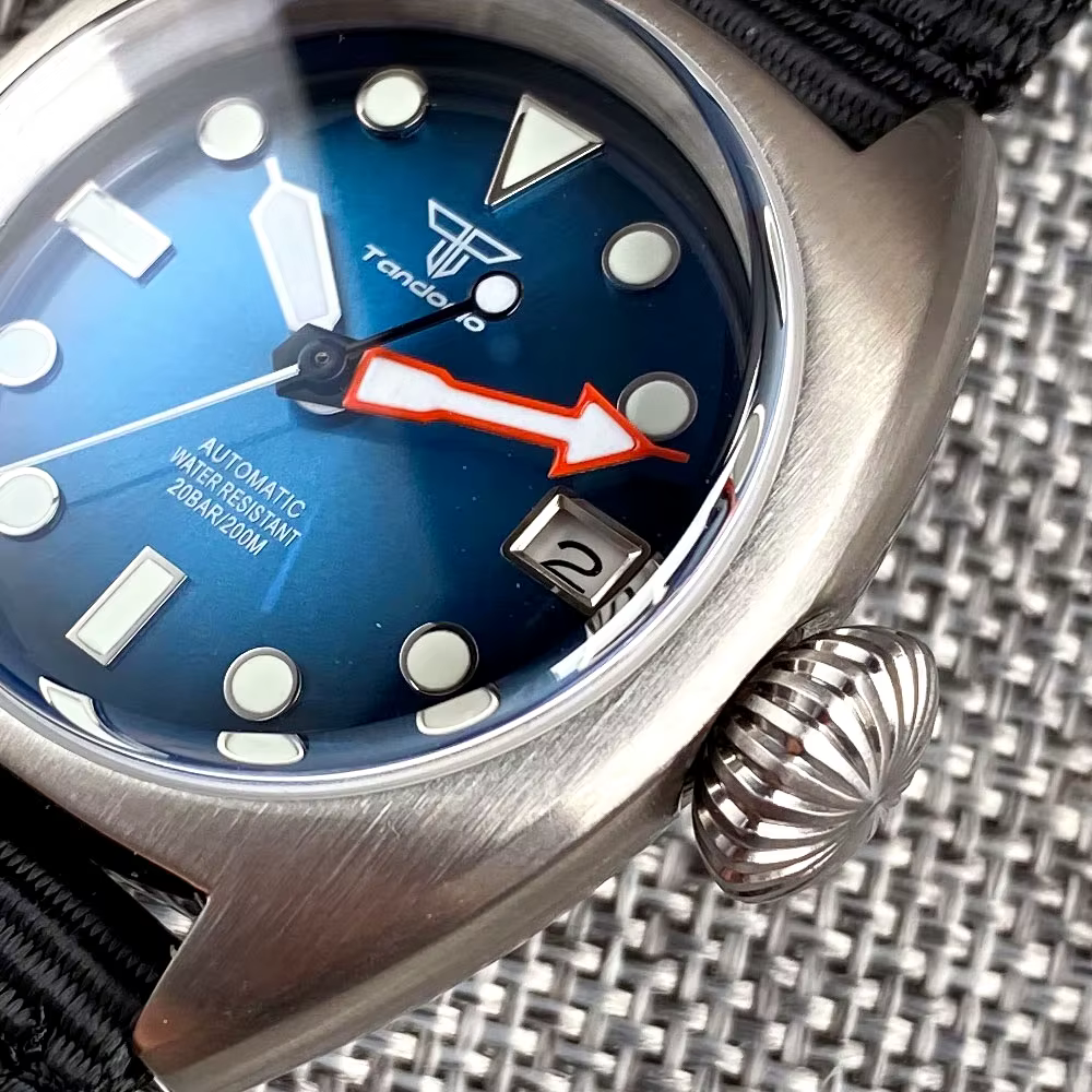 Tandorio 36mm montre automatique mécanique militaire hommes NH35 8215 PT5000 AR dôme saphir Sunburst vert/rouge/bleu grande couronne Sport